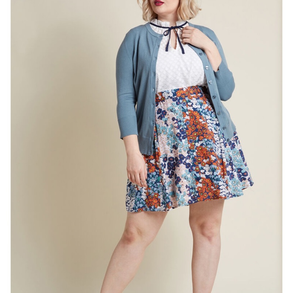 ModCloth You sassy thing floral skater skirt XL